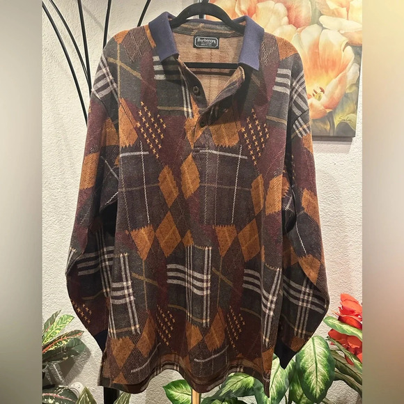 Authentic Burberry multicolor longsleeve polo shirts size L/XL (runs big) - Picture 3 of 12